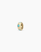 14K Gold Birthstone Halo Charm || option::14K Solid Gold, Turquoise - December