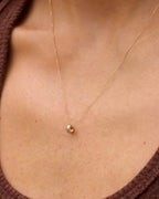 14K Gold Birthstone Halo Charm || option::14K Solid Gold, Turquoise - December