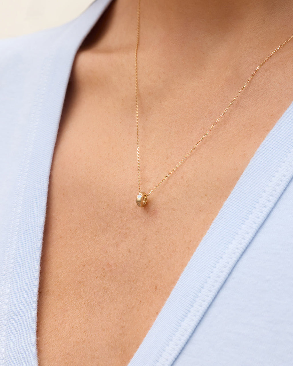 14K Gold Birthstone Halo Charm || option::14K Solid Gold, Moonstone - June