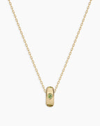 14K Gold Birthstone Halo Charm Necklace || option::14K Solid Gold, Peridot - August