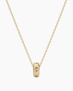 14K Gold Birthstone Halo Charm Necklace || option::14K Solid Gold, Citrine - November
