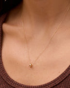 14K Gold Birthstone Halo Charm Necklace || option::14K Solid Gold, Garnet - January