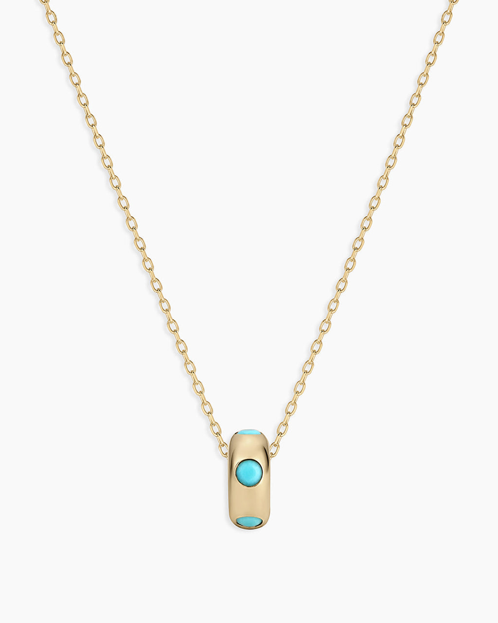 14K Gold Birthstone Halo Charm Necklace || option::14K Solid Gold, Turquoise - December
