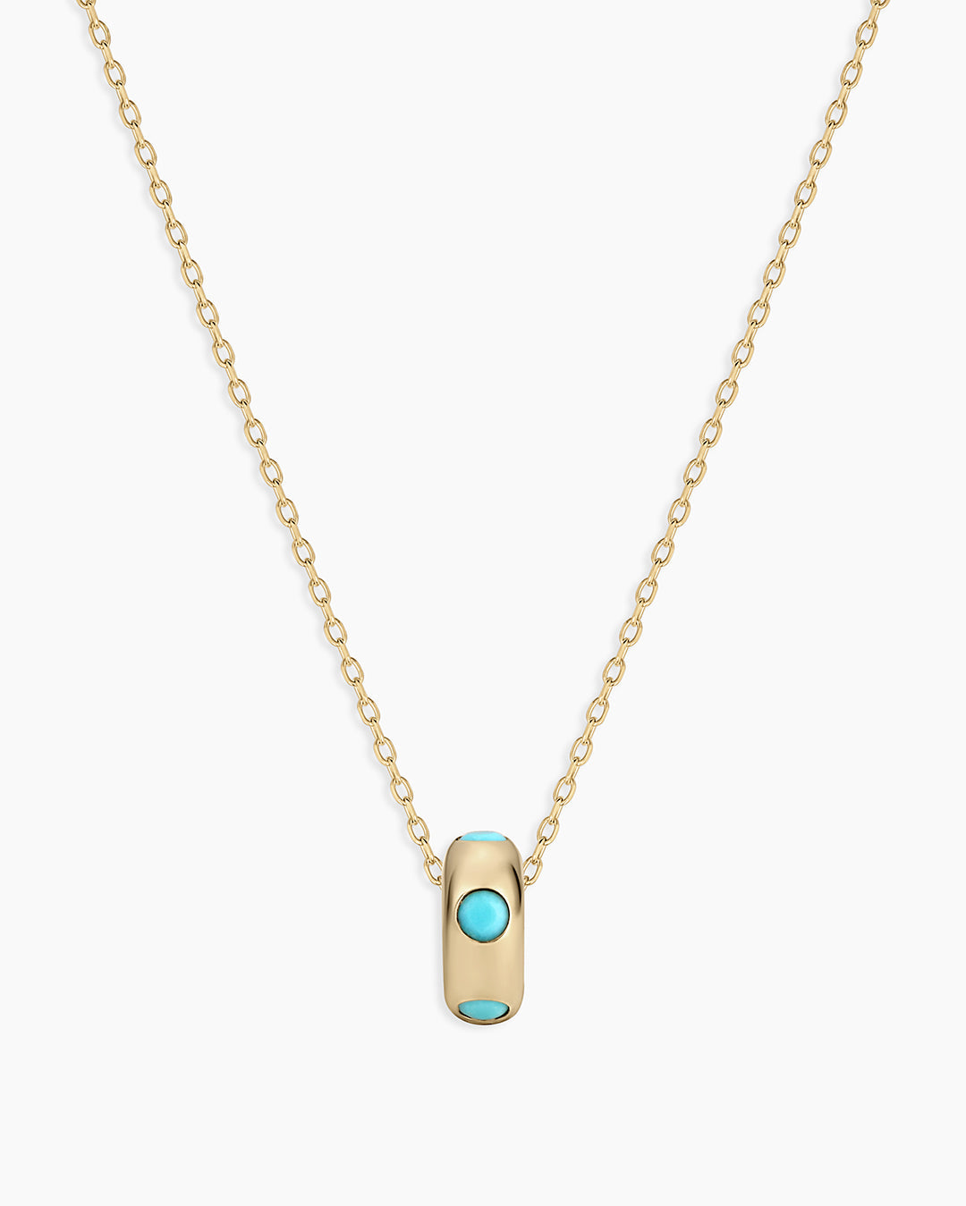 14K Gold Birthstone Halo Charm Necklace || option::14K Solid Gold, Turquoise - December