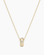 14K Gold Birthstone Halo Charm Necklace || option::14K Solid Gold, Moonstone - June
