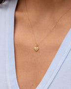 14K Gold Milestone Heart Charm Necklace || option::14K Solid Gold