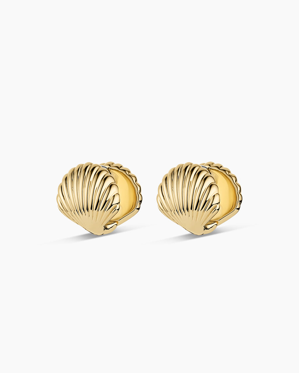 Scallop Wrap Huggies || option::18K Gold Plated