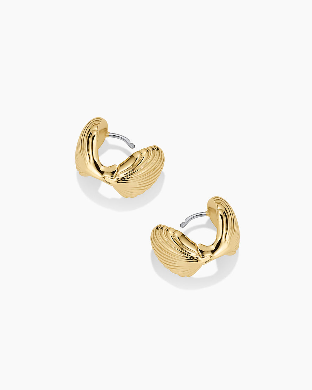Scallop Wrap Huggies || option::18K Gold Plated