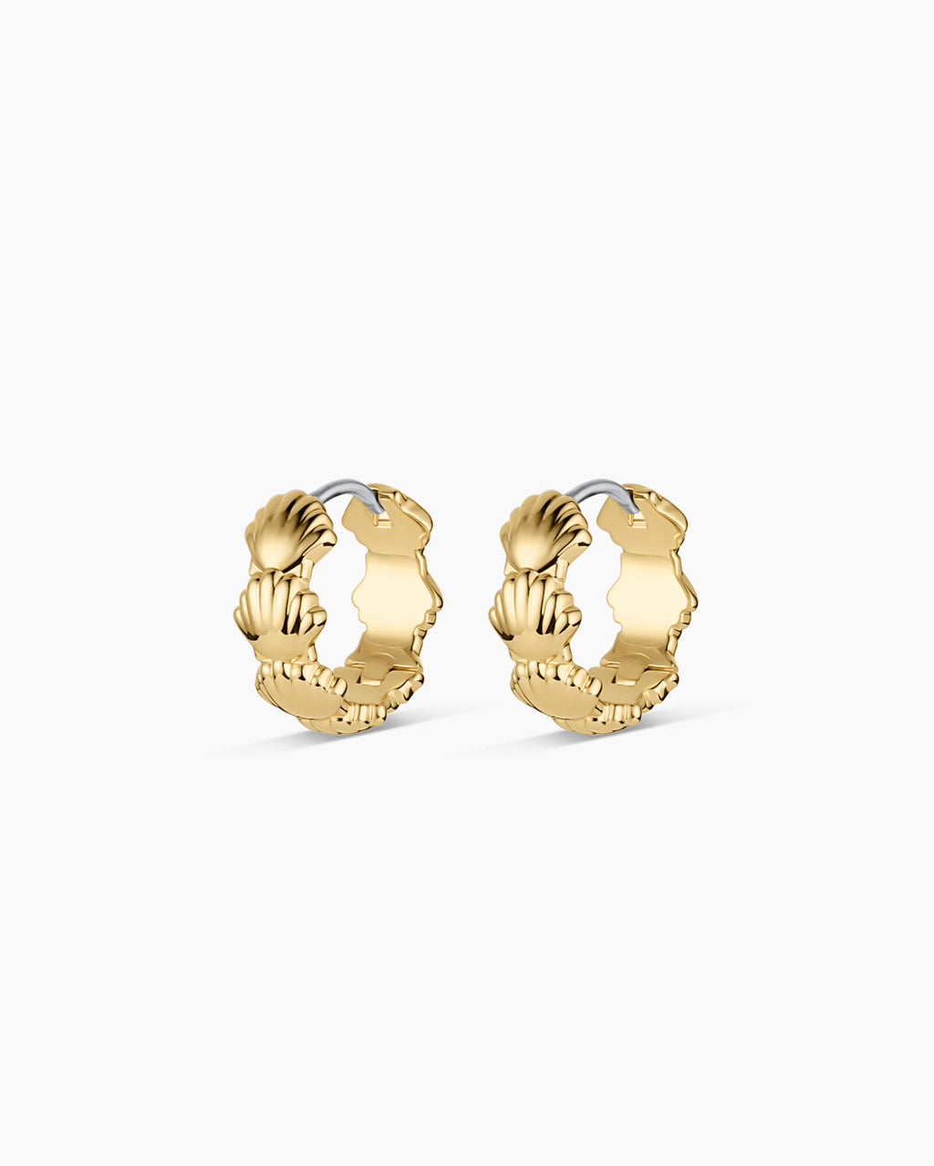 Scallop Mini Huggies || option::18K Gold Plated