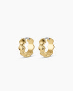 Scallop Mini Huggies || option::18K Gold Plated