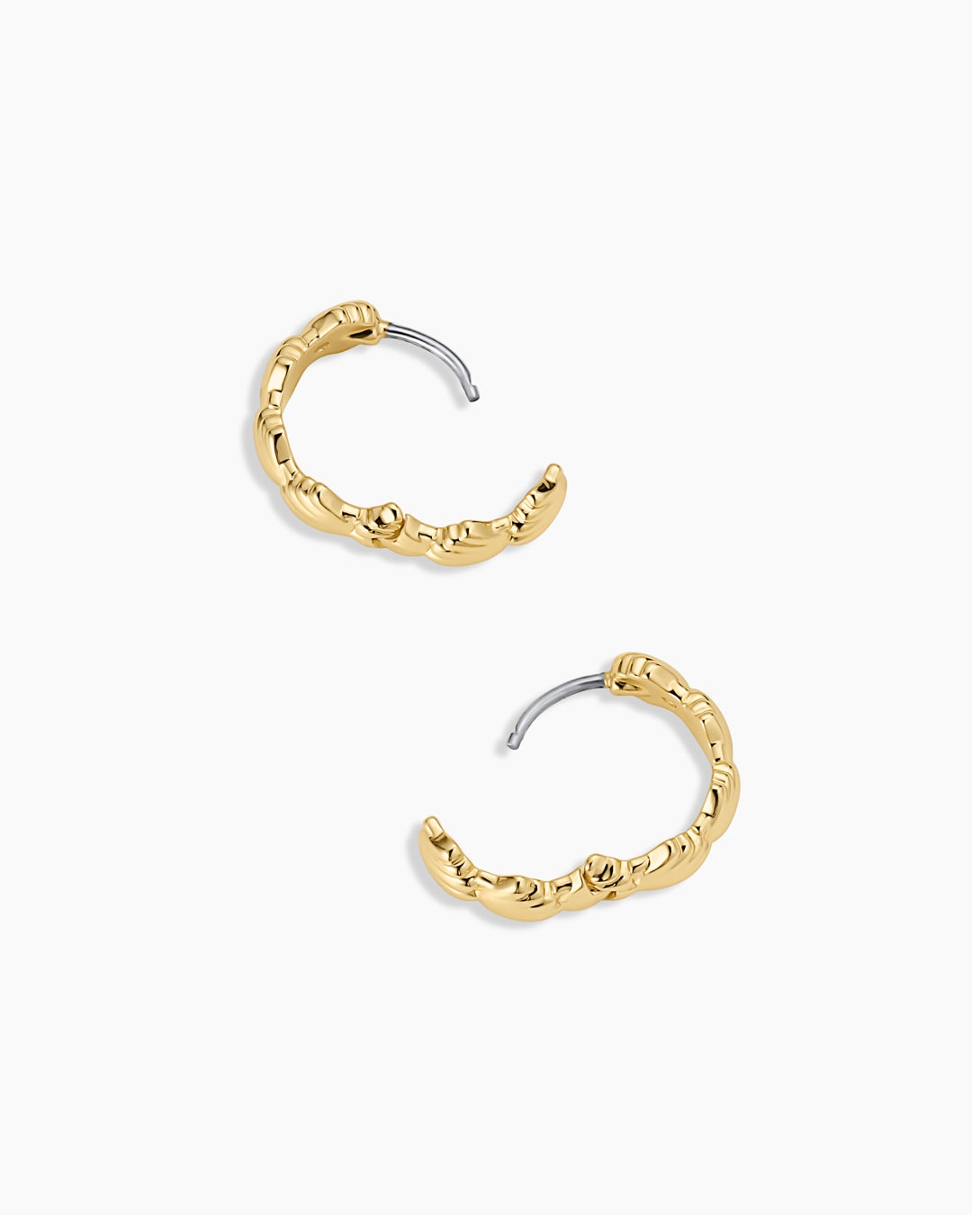Scallop Mini Huggies || option::18K Gold Plated