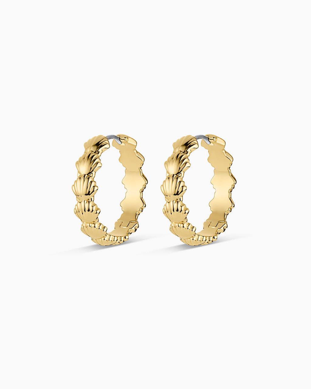 Scallop Mini Hoops || option::18K Gold Plated