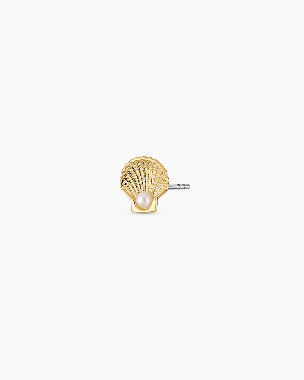 Scallop Pearl Single Stud || option::18K Gold Plated