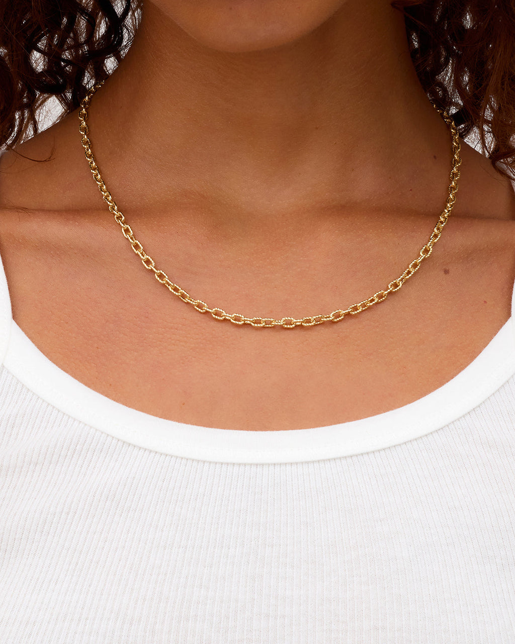 Crew Mini Link Necklace || option::18K Gold Plated