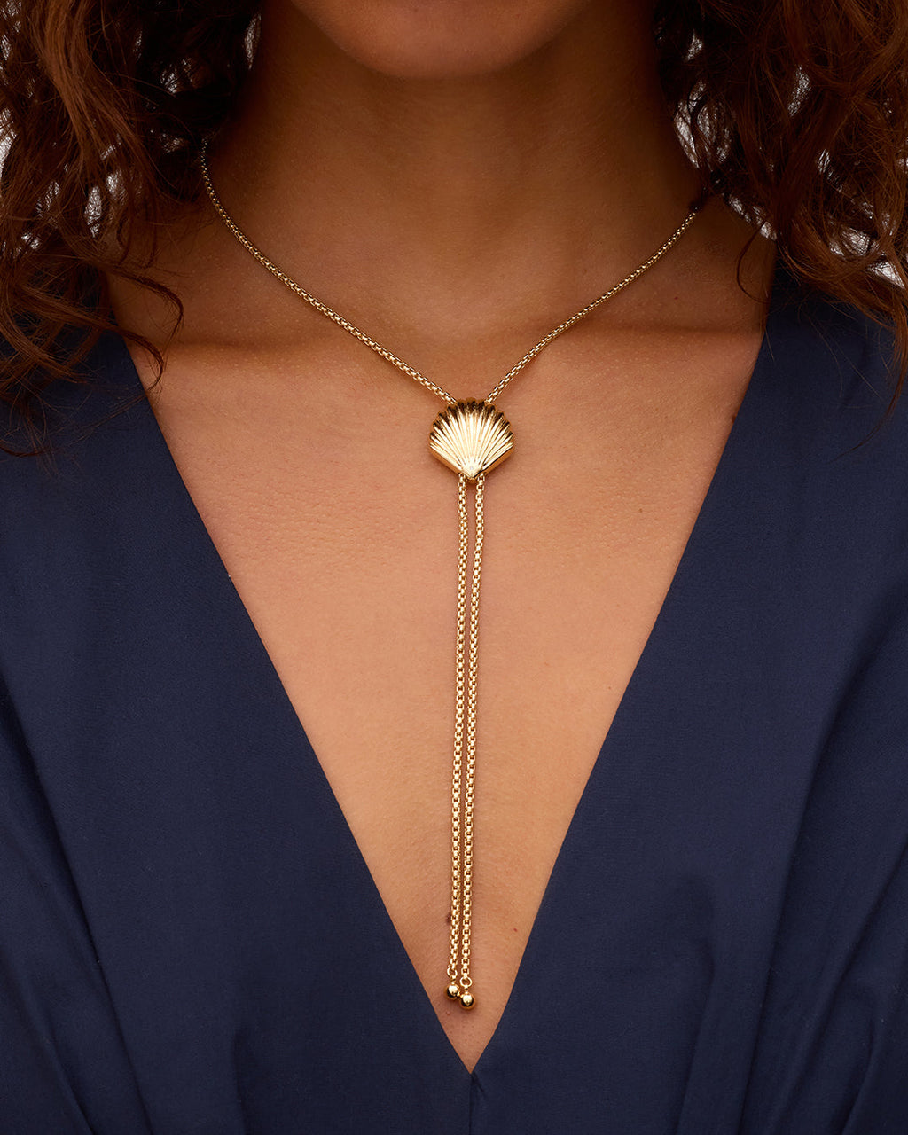 Scallop Bolo Necklace || option::18K Gold Plated