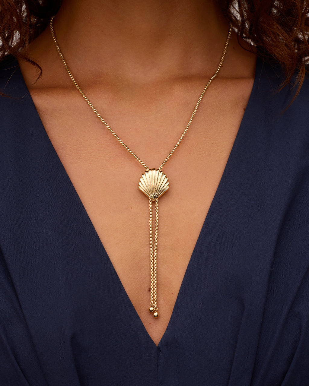 Scallop Bolo Necklace || option::18K Gold Plated