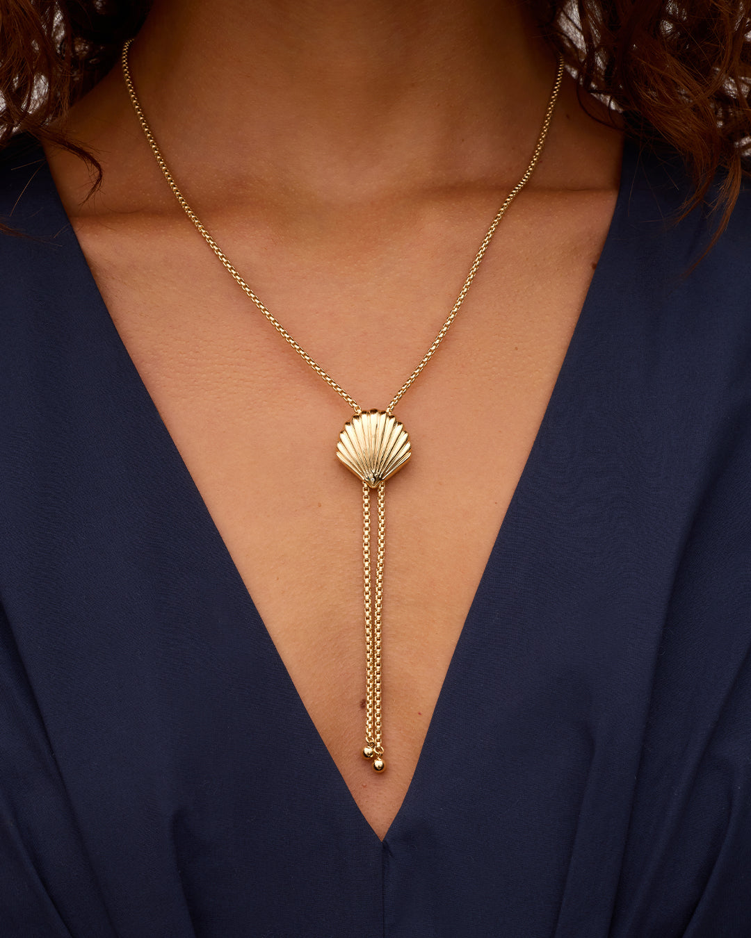 Scallop Bolo Necklace || option::18K Gold Plated