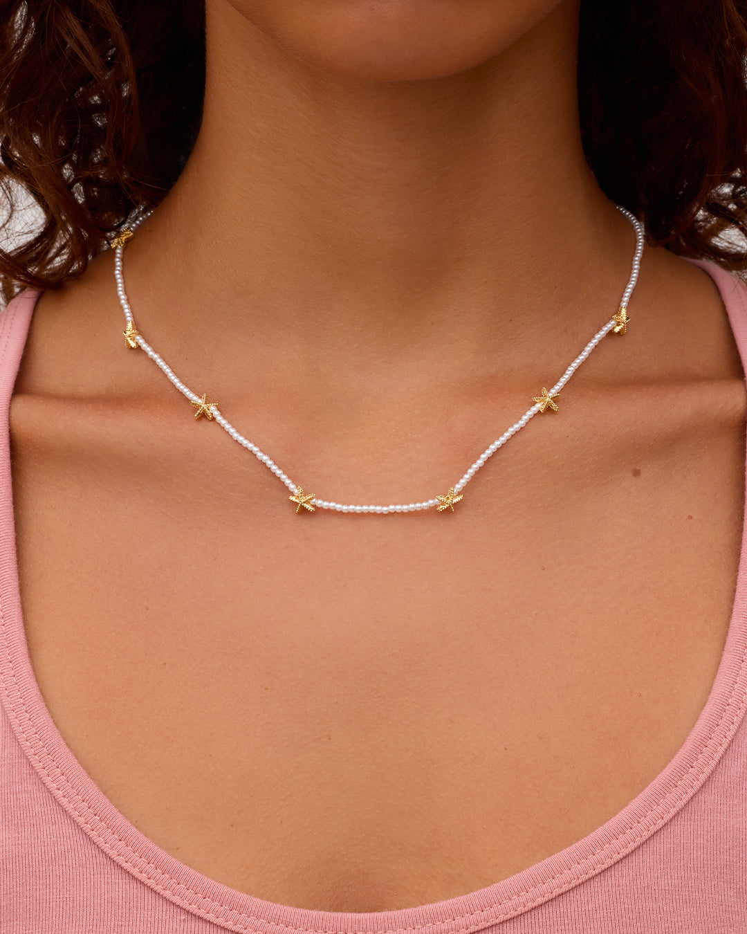 Starfish Pearl Necklace || option::18K Gold Plated