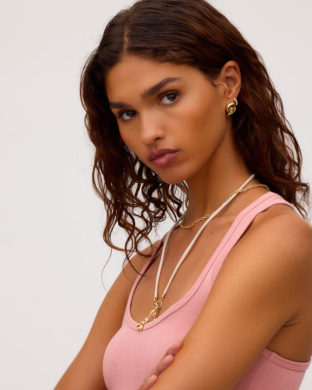 Brooks Necklace || option::18K Gold Plated, Cream