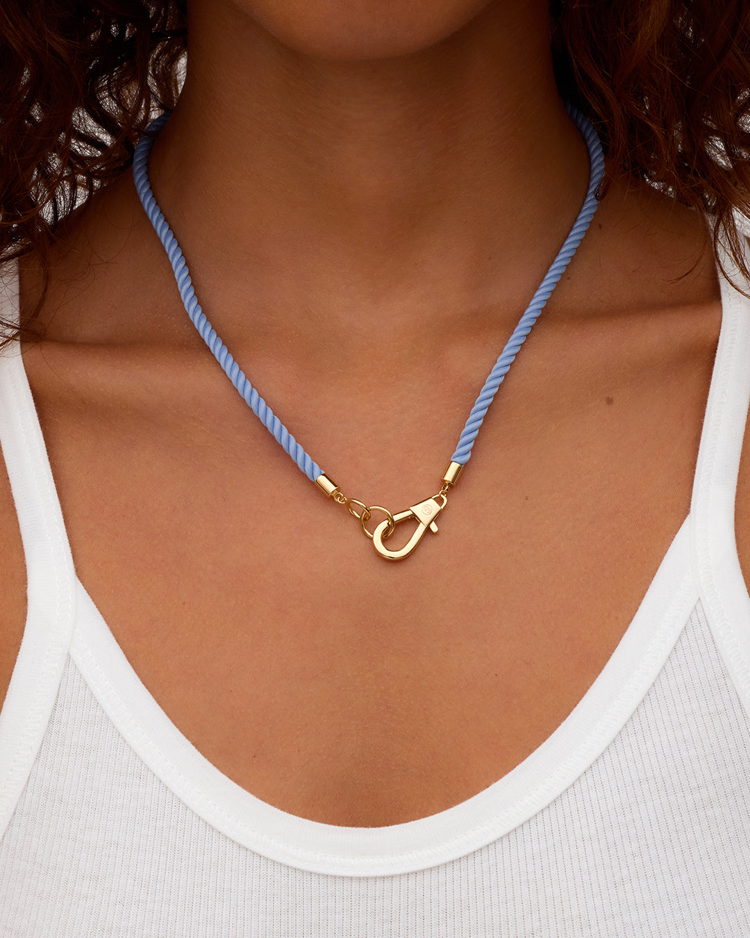 Brooks Rope Necklace || option::18K Gold Plated, Light Blue