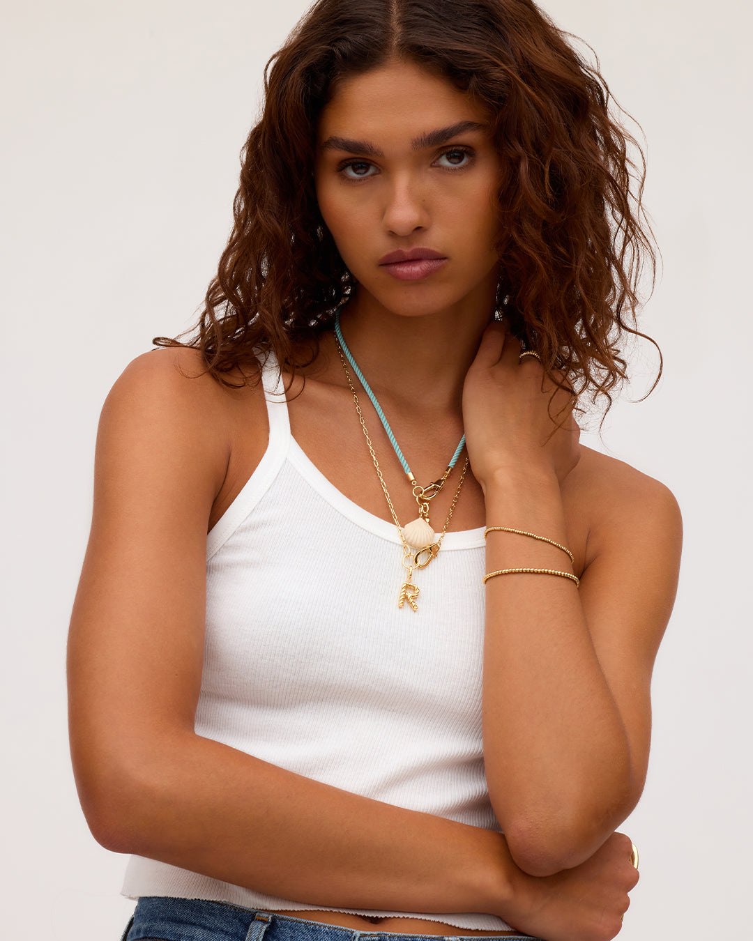 Brooks Rope Necklace || option::18K Gold Plated, Seafoam