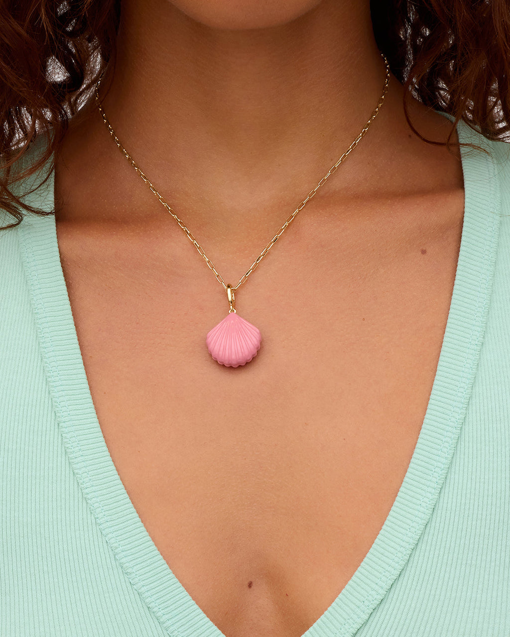 Scallop Enamel Parker Charm || option::18K Gold Plated, Pink