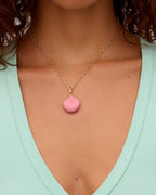 Scallop Enamel Parker Charm || option::18K Gold Plated, Pink