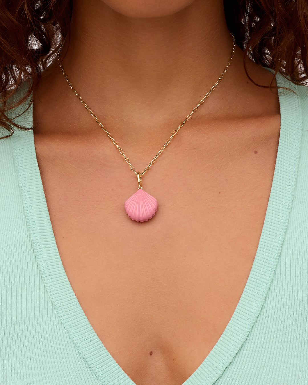 Scallop Enamel Parker Charm || option::18K Gold Plated, Pink