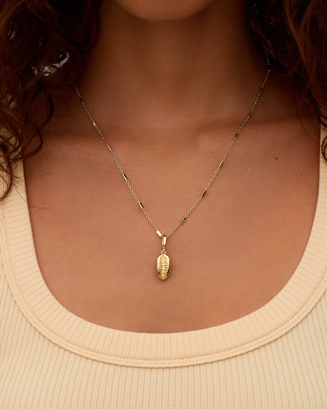Cowrie Pearl Parker Charm || option::18K Gold Plated