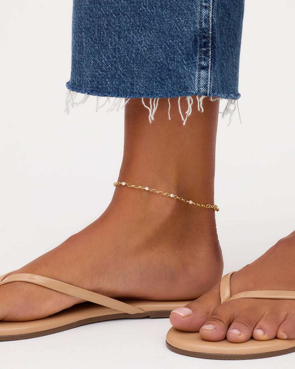 Finley Pearl Anklet || option::18K Gold Plated