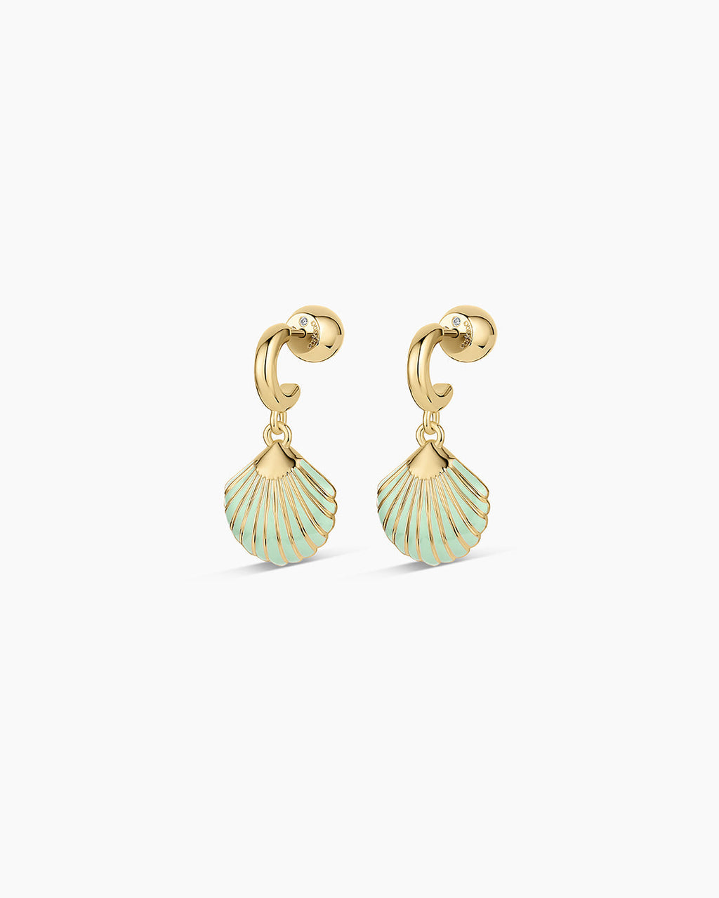 Scallop Drop Huggies || option::18K Gold Plated