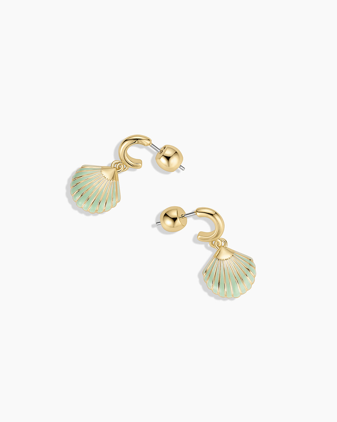 Scallop Drop Huggies || option::18K Gold Plated