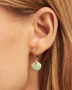 Scallop Drop Huggies || option::18K Gold Plated