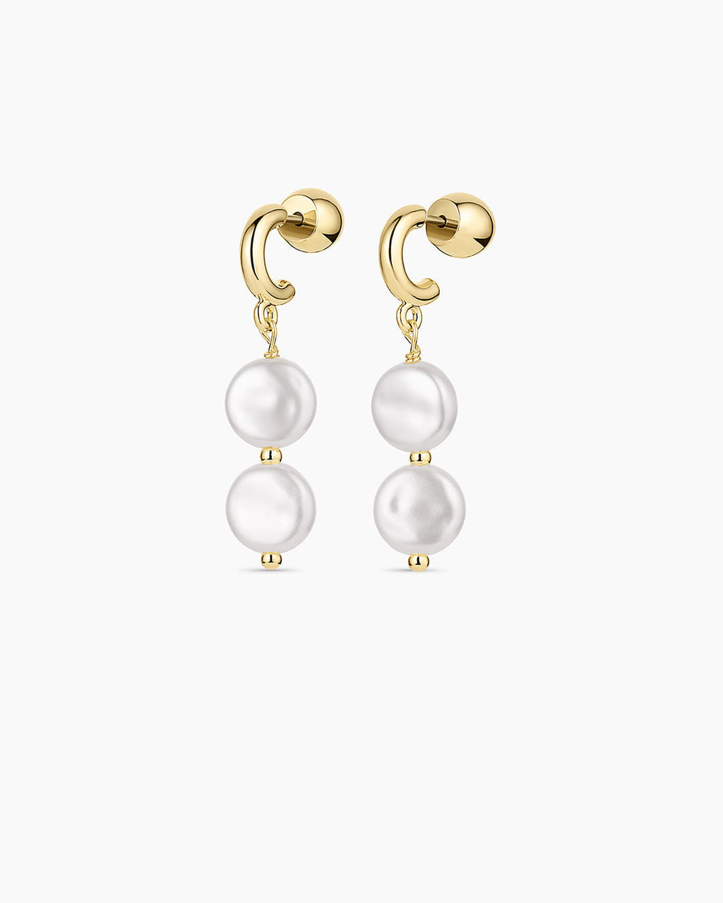 Reese Pearl Drop Huggies || option::18K Gold Plated