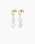 Reese Pearl Drop Huggies || option::18K Gold Plated