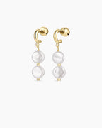Reese Pearl Drop Huggies || option::18K Gold Plated