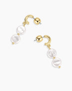 Reese Pearl Drop Huggies || option::18K Gold Plated