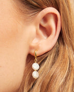 Reese Pearl Drop Huggies || option::18K Gold Plated