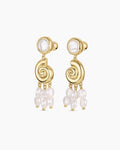 Reese Pearl Nautilus Earrings || option::18K Gold Plated