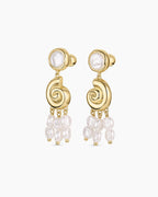 Reese Pearl Nautilus Earrings || option::18K Gold Plated