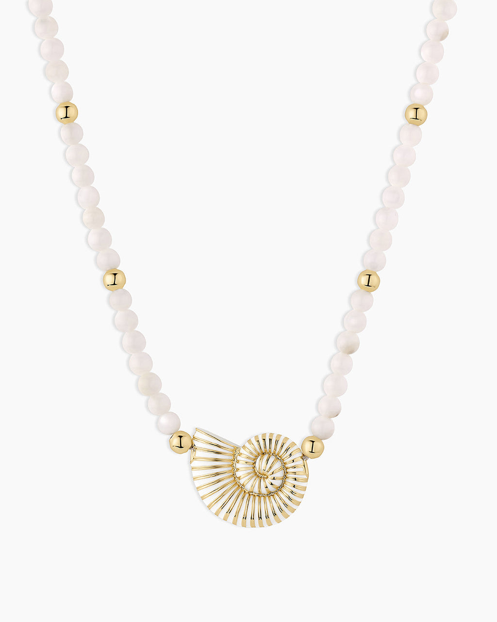 Nautilus Mother of Pearl Necklace || option::18K Gold Plated