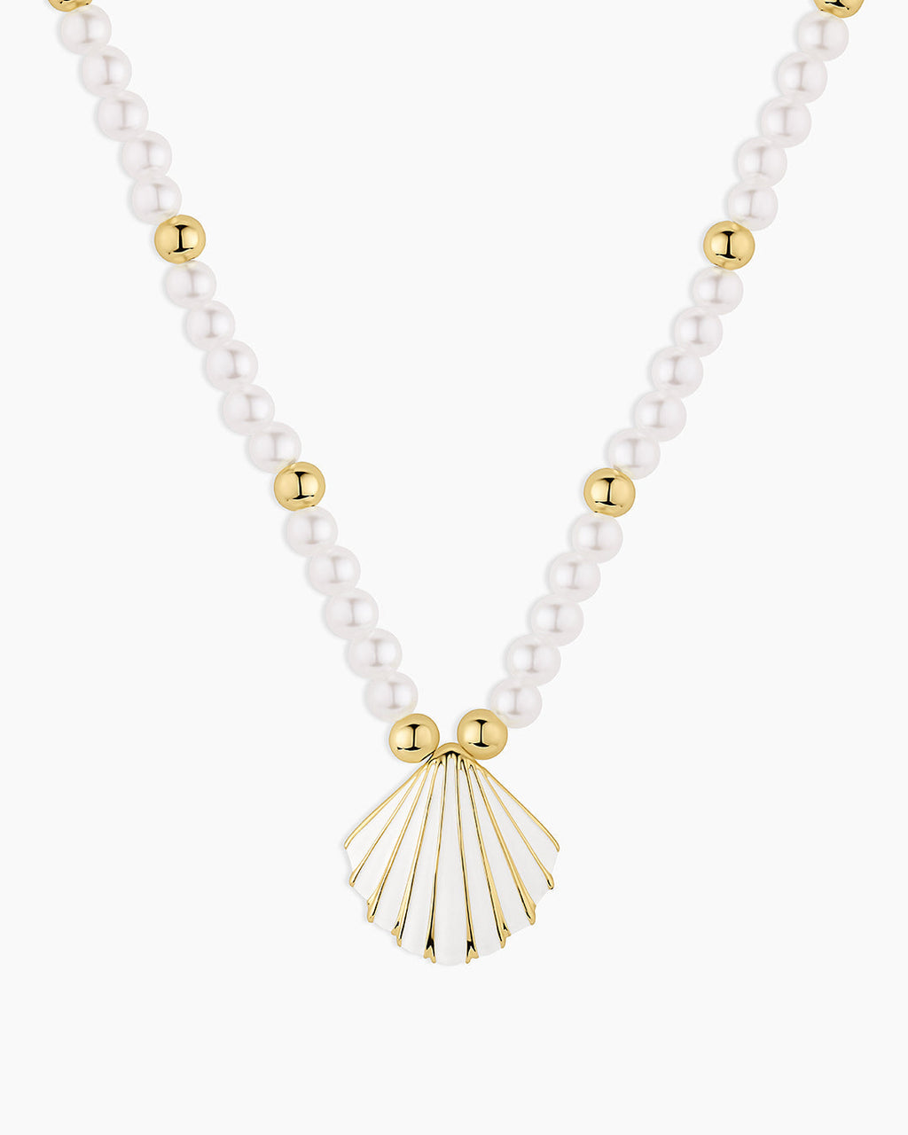 Scallop Pearl Necklace || option::18K Gold Plated