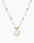 Scallop Pearl Necklace || option::18K Gold Plated