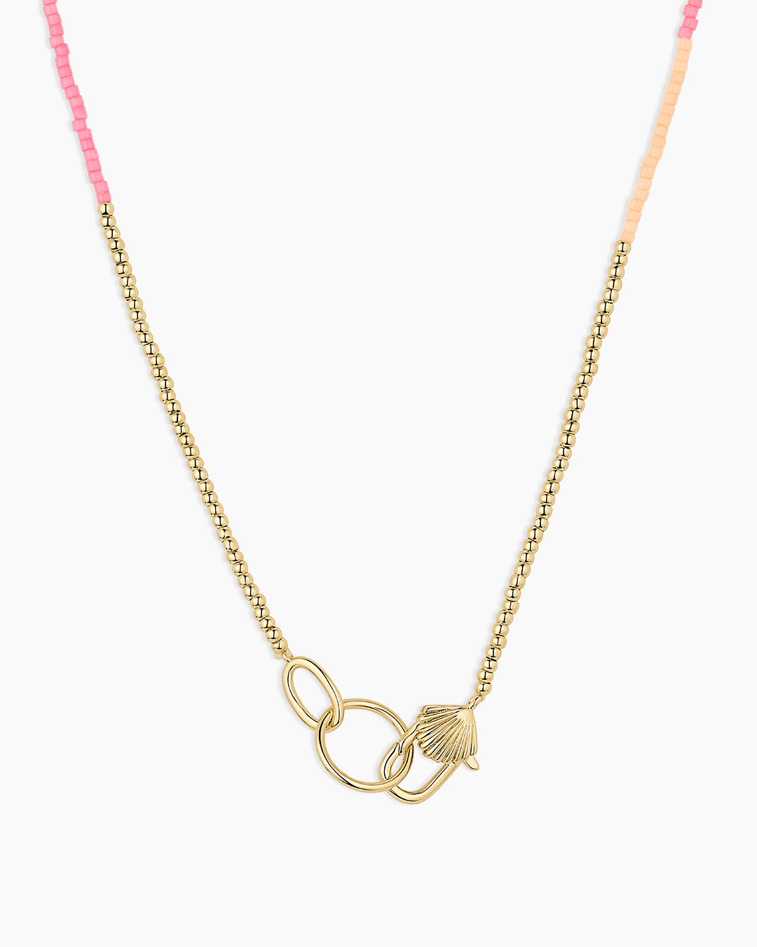 Scallop Padlock Sunset Necklace || option::18K Gold Plated
