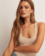 Scallop Padlock Sunset Necklace || option::18K Gold Plated