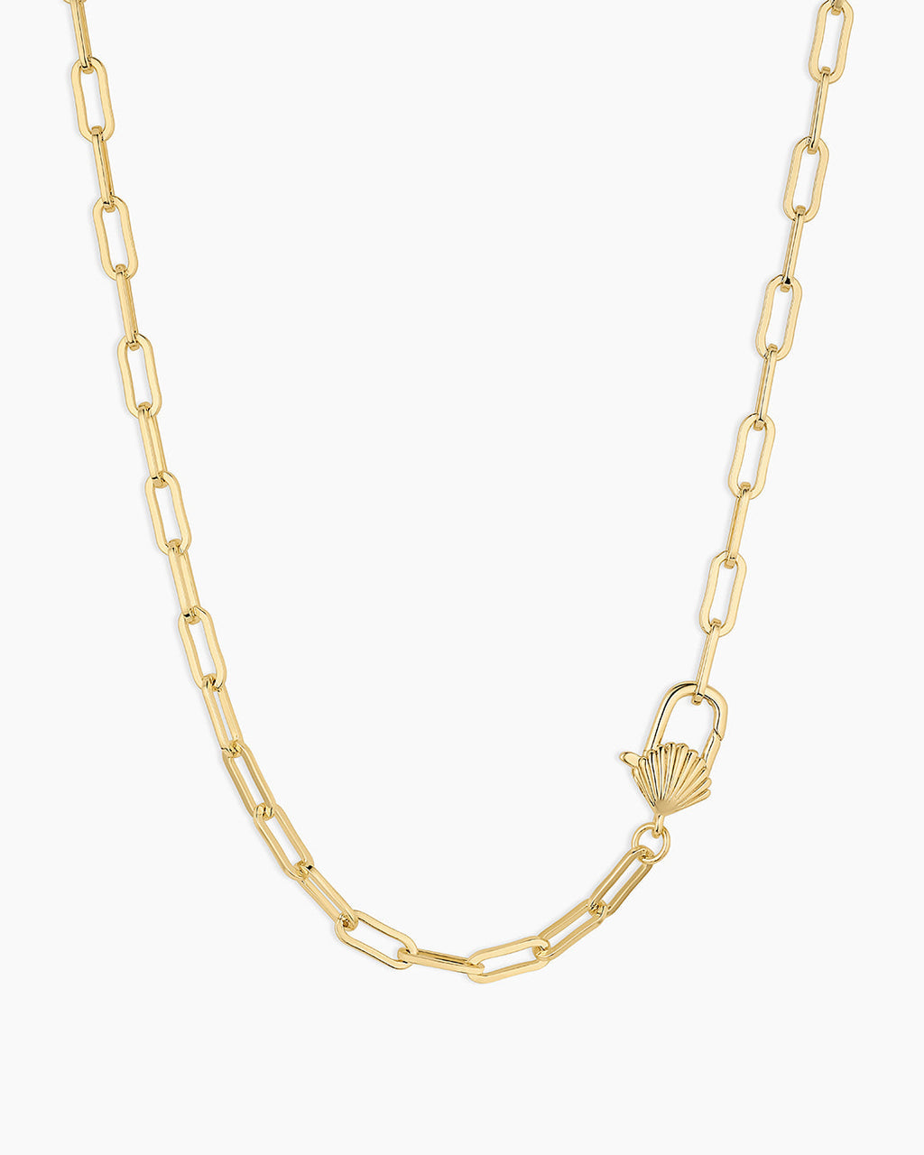Scallop Padlock Necklace || option::18K Gold Plated