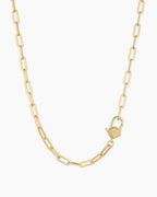 Scallop Padlock Necklace || option::18K Gold Plated