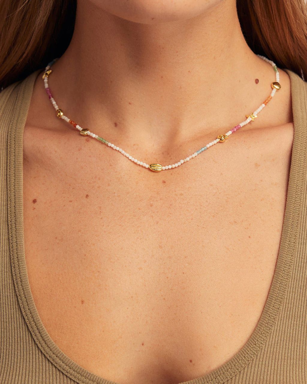 Reef Beach Mini Charm Necklace || option::18K Gold Plated
