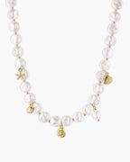 Reese Pearl Mini Charm Necklace || option::18K Gold Plated
