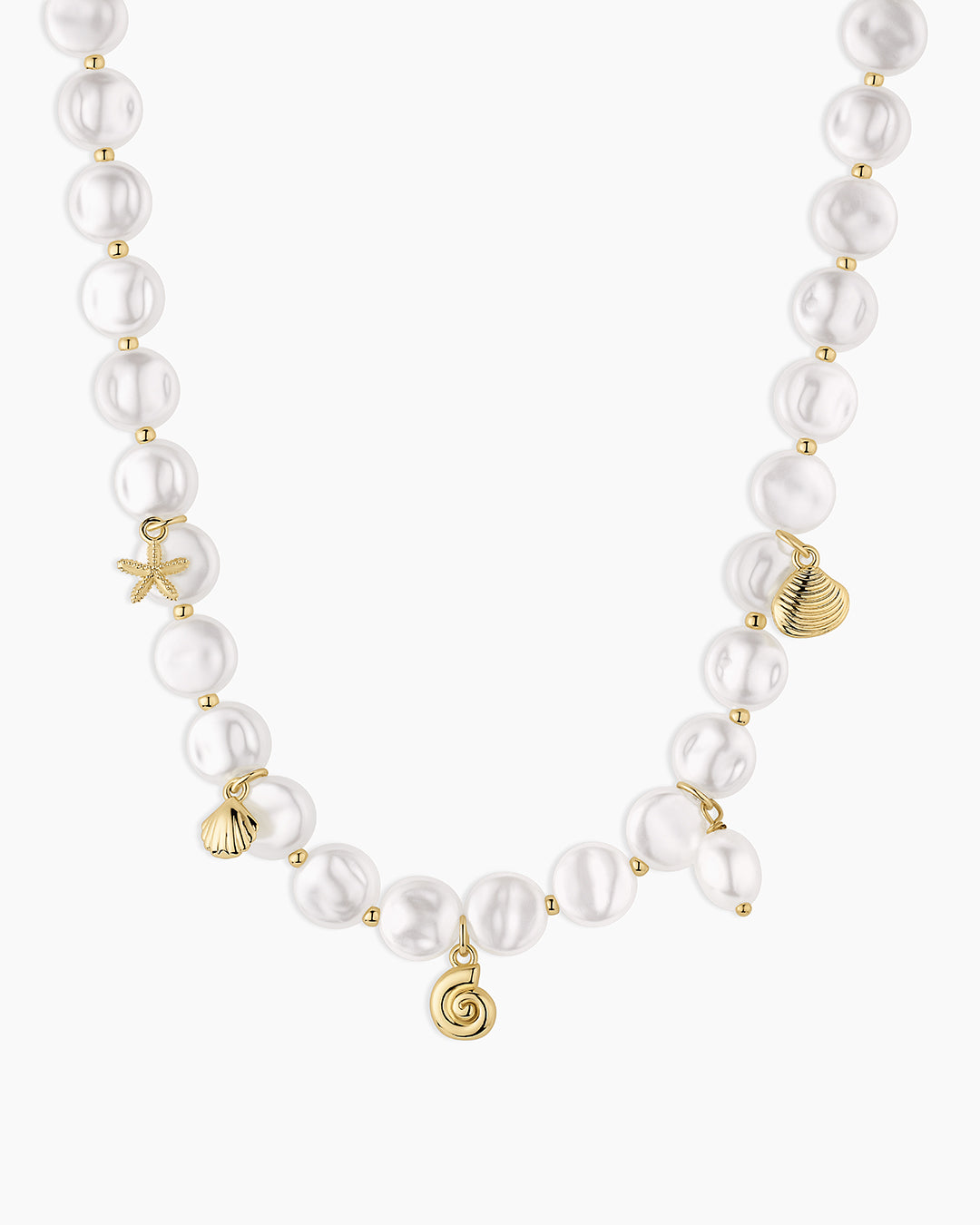 Reese Pearl Mini Charm Necklace || option::18K Gold Plated
